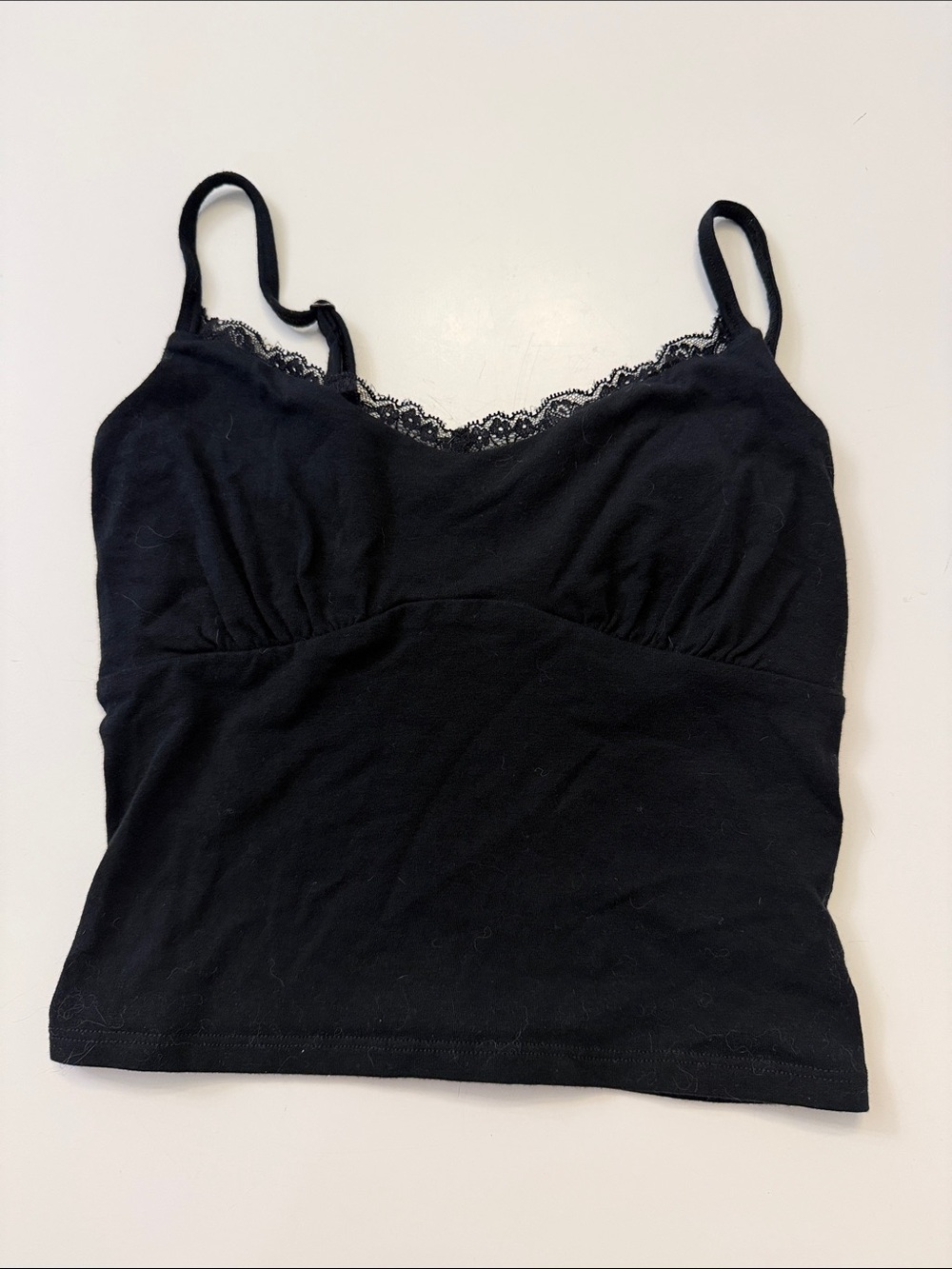 Hollister Black Lace-Trim Cropped Cami Tank Top